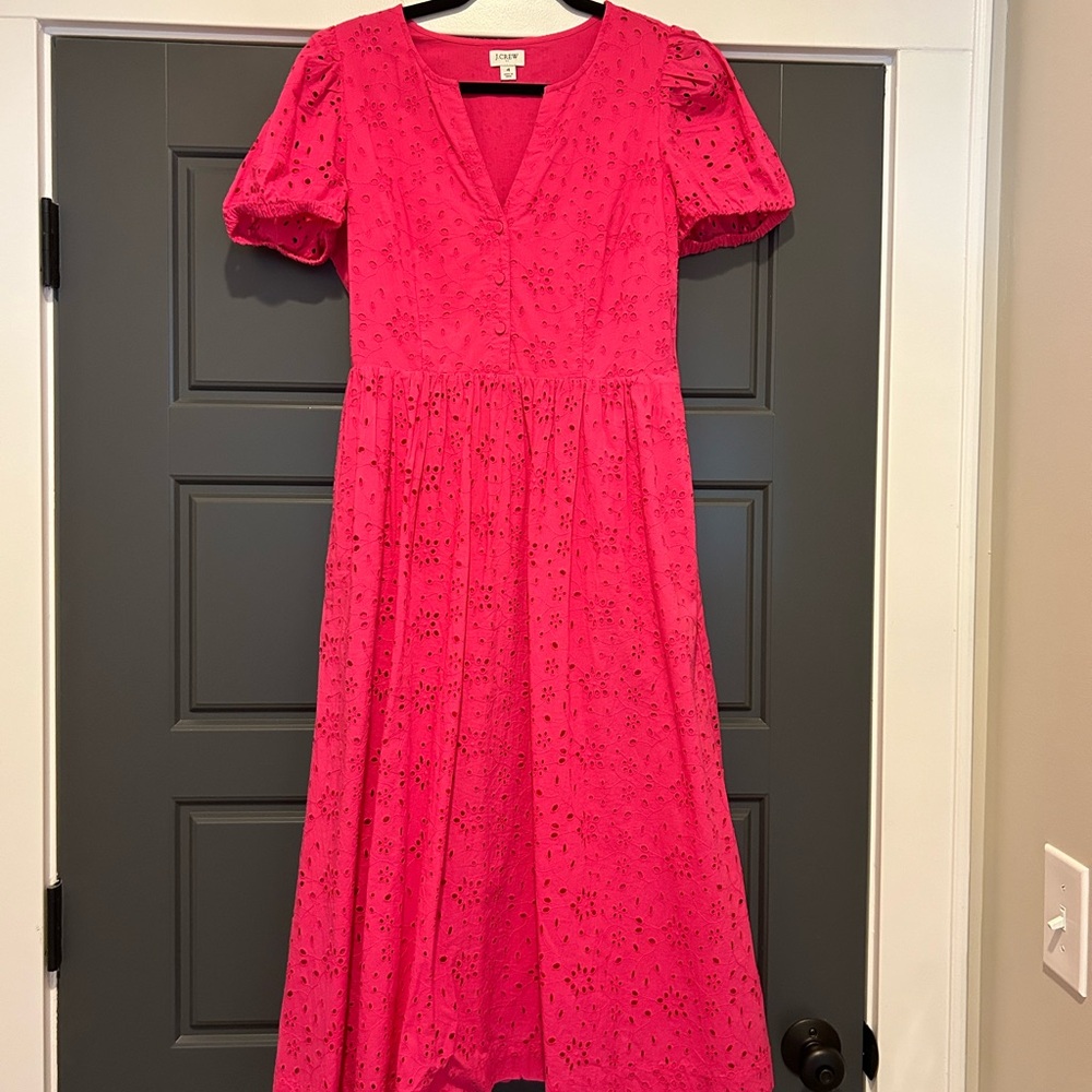 J. Crew Vibrant Pink Midi Dress Sz 4